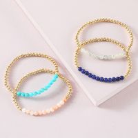 Fashion Imitated Natural Stone Beaded Golden Bracelet main image 2