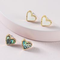 Fashion Simple Peach Heart-shaped Abalone Shell Earrings main image 1
