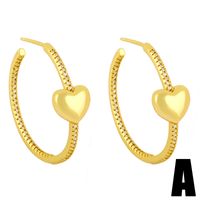 Retro Heart Simple C-shaped Earrings sku image 1