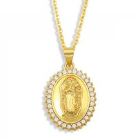 Européen Et Américain Rétro Ornement Religieux Vierge Marie Pendentif En Relief Hommes Et Femmes En Acier Inoxydable De Diamant-clouté Collier Nkt90 sku image 2