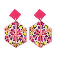 Acrylic Geometric Pink Pendant Earrings sku image 1