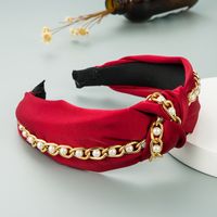New Fashion Metal Chain Fabric Knotted Hair Band sku image 2