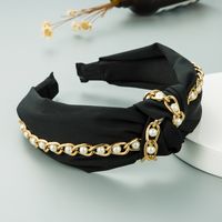 New Fashion Metal Chain Fabric Knotted Hair Band sku image 5