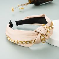 New Fashion Metal Chain Fabric Knotted Hair Band sku image 6