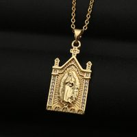 Copper Micro-inlaid Colored Zircon Virgin Mary Pendant Necklace sku image 2