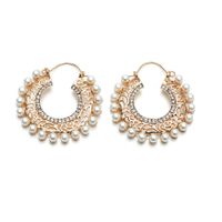 Retro Palace Style Carved Pearl Earrings sku image 1