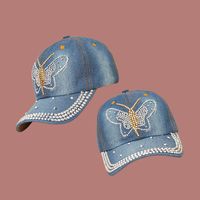 Spring New Butterfly Patch Diamond Baseball Cap main image 4