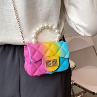 New Korean Cute Color Silicone Diamond Chain Shoulder Messenger Bag main image 1