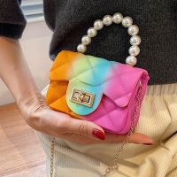 New Korean Cute Color Silicone Diamond Chain Shoulder Messenger Bag main image 4