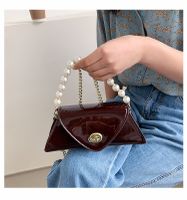 Patent Leather Fashion Pearl Portable Messenger Bag sku image 2