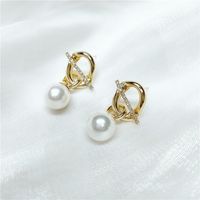 Boucles D&#39;oreilles En Perles Dorées Géométriques Rétro main image 1