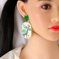 Geometric Leaf And Deer Girl Pendant Stud Earrings main image 6