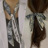 Simple Hair Band Silk Scarf Bow Satin Headscarf sku image 1