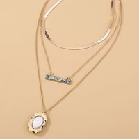 Oval Pure White Flat Pearl Multi-layer Necklace main image 1