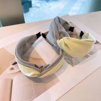 Double-layer Bow Yellow Linen Headband main image 6