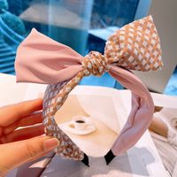 Retro Houndstooth Color Matching Bow Headband main image 4