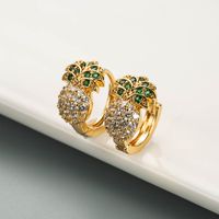 Fashion Pineapple Copper Artificial Gemstones Earrings main image 4