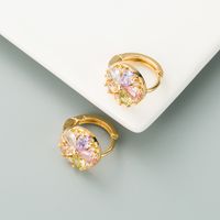 Copper Micro-inlaid Zircon Round Flower Earrings main image 5