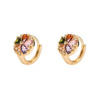 Copper Micro-inlaid Zircon Round Flower Earrings main image 6