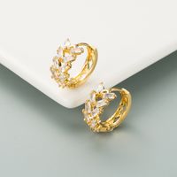 Fashion Leaf Brass Micro-inlaid Zircon Earrings main image 4