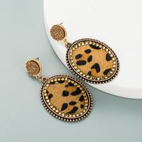 Neue Mode Ovale Leder Leopardenohrringe main image 1