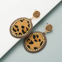 Neue Mode Ovale Leder Leopardenohrringe main image 3
