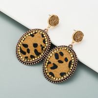 Neue Mode Ovale Leder Leopardenohrringe main image 4