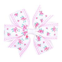 Fashion Printing Daisy Ribbed Fishtail Bowknot Hair Clip Set sku image 7