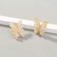 Boucles D&#39;oreilles Papillon En Perles De Cristal Transparentes sku image 1
