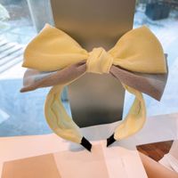 Double-layer Bow Yellow Linen Headband sku image 6