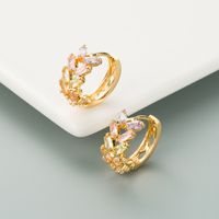 Fashion Leaf Brass Micro-inlaid Zircon Earrings sku image 3