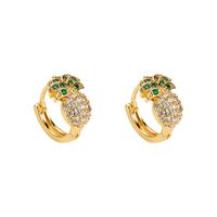 Fashion Pineapple Copper Artificial Gemstones Earrings sku image 1