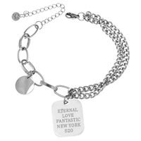 Korean Fashion Stainless Steel Shield Pendant Bracelet main image 1