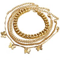Retro Butterfly Multi-layer Anklet 4-piece Set main image 1
