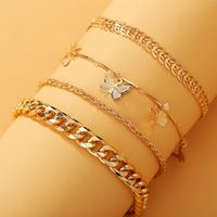 Retro Butterfly Multi-layer Anklet 4-piece Set main image 4