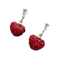 Full Diamond Red Heart Earrings main image 6