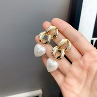 Korean Diamond Zircon Pearl Earrings main image 3