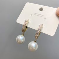 Korean Diamond Zircon Pearl Earrings main image 5