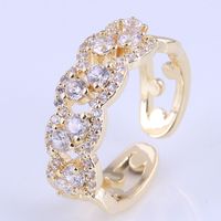 Korean Fashion Copper Inlaid Zircon Simple Open Ring main image 2