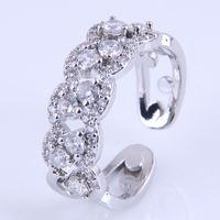 Korean Fashion Copper Inlaid Zircon Simple Open Ring sku image 2