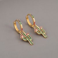 Fashion Copper Zircon Cactus Earrings main image 1