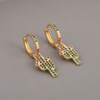 Fashion Copper Zircon Cactus Earrings main image 2