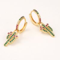 Fashion Copper Zircon Cactus Earrings main image 3