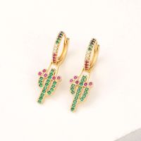 Fashion Copper Zircon Cactus Earrings main image 6