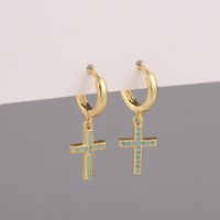 Copper Micro-inlaid Zircon Cross Earrings main image 5