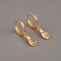 Boucles D&#39;oreilles Ananas Zircon Couleur Cuivre main image 2