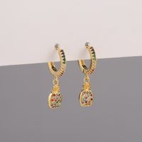 Boucles D&#39;oreilles Ananas Zircon Couleur Cuivre main image 4