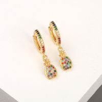 Fashion Copper Color Zircon Pineapple Earrings main image 6