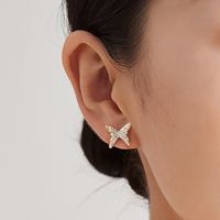 Korean Butterfly Asymmetrical Earrings main image 4