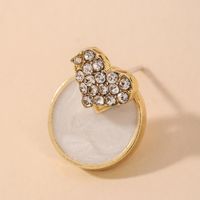 Boucles D&#39;oreilles Coréennes Cœur Coquillage Diamant Complet main image 5